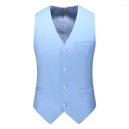 Men's Suits High Quality Men Vest Solid Colour Casual Single Breasted Slim Fit Business Wedding Groom Prom Waistcoat Formal 1 Piece