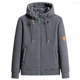 Men's Hoodies Men Winter Hoodie Fleece Hooded Coat Black Gray Blue Loose Casual 2023 Man Autumn Zipper Sweatshirt