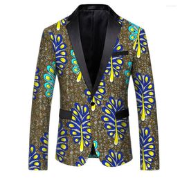 Men's Suits HOO 2023 African Ethnic Style Batik Printing Cotton Color-Matching Leisure Blazer