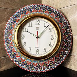 Wall Clocks Handmade Painting Ceramic Luxury Clock Modern Design Silent Living Room Vintage Watches Home Decor Gift