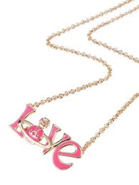 Nanaspace Love English Letter Baking Paint Rose Red Modern Punk Gold Plated Earrings Necklace Collarbone Chain