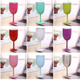 10oz Goblet Stem Wine egg cups wine glasses Vacuum Insulated mug Stainless Steel with lid egg shape mug cup 9 Colour Qfkcl