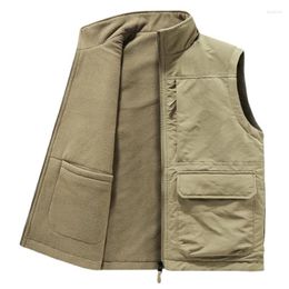 Men's Vests Reversible Sleeveless Jacket Vest Coat Winter Waistcoat Thick Warm Fleece Workwear Tops Cargo Windbreaker Fashion