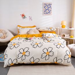 Bedding sets Floral Print Brushed Home Set Simple Fresh Comfortable Duvet Cover with Sheet Comforter Covers Pillowcases Bed Linen 230422