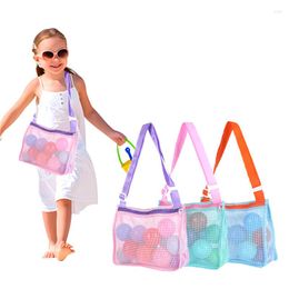 Duffel Bags Mesh Beach Bag For Kids Toy Organizer Net Zipper Adjustable Shoulder Strap Storage Pouch Child Shell Collecting Round Bucket