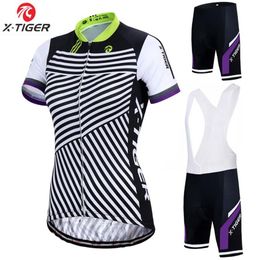 X-Tiger Women Cycling Jersey Set Summer Anti-UV MTB Bike Cycling Clothing Suit Breathable Bicycle Clothes Suit2614