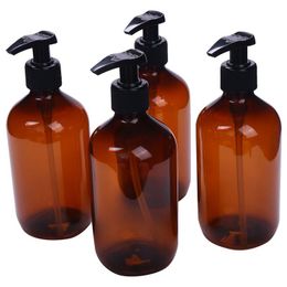 300ml 500ml Brown Lotion Bottle Makeup Bathroom Liquid Shampoo Pump Bottles Travel Dispenser Container for Soap Shower Gel Tuhfn