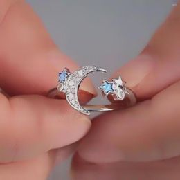 Cluster Rings CAOSHI Moon&Star Romantic Opening Ring For Women Fashion Style Charming Jewellery Accessories Cocktail Party Teen Girl