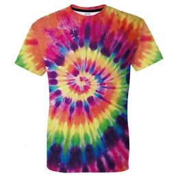 Men's T-Shirts Gorgeous Rainbow Tie Dye Printed Short Sleeve T Shirt Men Hip Hop Streetwear Top T Shirt Fashion Casual O Neck T Shirt 230421