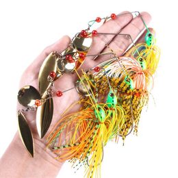 Hengjia Whole new 50pcs Double Piece Spinners fishing lures 14 3G 5 colors 4 7CM 1 7CM SB001250H