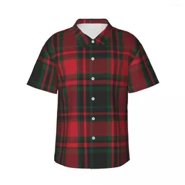 Men's Casual Shirts Short-sleeved Shirt Christmas Tartan T-shirts Polo Tops