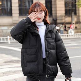 Women's Trench Coats Women Winter Parkas Jacket Hooded Thick Warm Down Cotton Korean Fashion Coat Female Solid Loose Pocket Design Zipper
