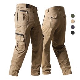 Men's Pants Cotton Tactical Cargo Pants Men Outdoor Multi Pockets Military Pants Casual Loose Straight Trousers Mountaineering Hiking Jogger 230422