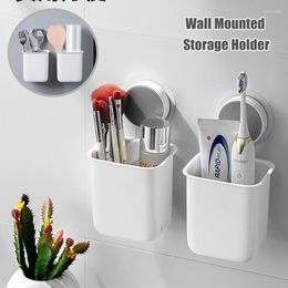 Hooks Wall Mounted Toothbrush Holder Toothpaste Mouth Cup Waterproof Drill-FreeBathroom Storage Shelf Rack Home Office