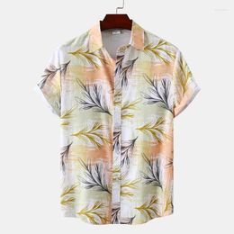 Men's Casual Shirts Vintage Floral Print Mens Hawaiian Shirt Brand Summer Shrot Sleeve Beach Tropical Aloha Party Holiday Chemise