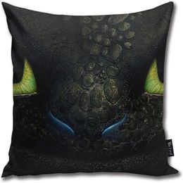 BLUETOP How To Train Your Dragon Face Pillow Cover 18 x 18 Inch Winter Holiday Farmhouse cotton Cushion Case Decoration for Sofa 225f