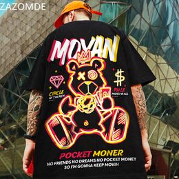 Men s t Shirts Zazomde Hip Hop Tshirt Harajuku Short Sleeve Loose Poker Bear Shirt Casual o Neck Summer Brand Oversized Punk Clothes 230422