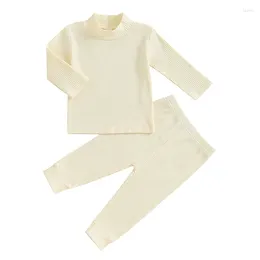 Clothing Sets Toddler Baby Boy Girl Fall Outfits Crewneck Pullover Solid Colour Sweatshirt Pants Set Kid Winter Clothes