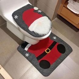Toilet Seat Covers Christmas Toilet Seat Cover Theme Rug Set Santa Pattern Toilet Lid Overcoat Cases Xmas Home Bathroom Accessories Decorations 231122
