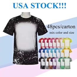 Sublimation Bleached Shirts Heat Transfer Blank Bleach Shirt Bleached 100% Polyester T-Shirts XL XXL XXXL XXXXL mix size FS9535