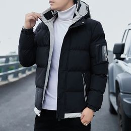 Men's Down Parkas 2023 Winter Men Puffer Jacket Long Sleeve Hooded Coat Bomber Thickened Warm Zipper Outerwear Korean Fashion 231122