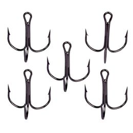 Fishing Hooks 50 PCS 2 # 4 6 8 10 Black Hook High Carbon Steel Triple Inverted Tackle Round Bend For Bass276y