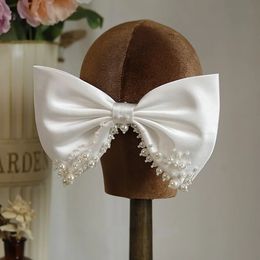 Wedding Hair Jewellery white bow Beaded Bridal hair decoration wedding brides clips hairpin hair accessories 231121