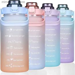 water bottle Sports Water Bott for Running Drinking Bott 2L Motivational with Time Marker Stickers Portab Rsab Plastic Cups Q231122