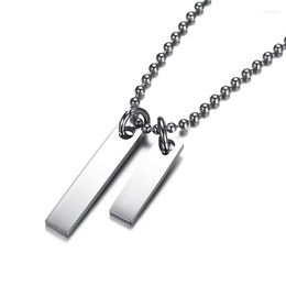 Pendant Necklaces Personalised Hand Stamped Blank Double Rectangle Tag Necklace In Stainless Steel Free Custom