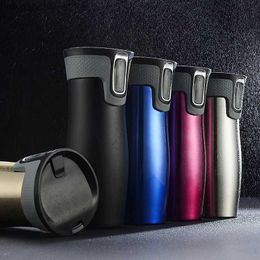 water bottle 304 Stainss Steel Thermos Cup Doub-Layer Vacuum Coffee Cup Water Bott Customised One-Key Drinking Car Cup Sports Gift Cup Q231122