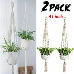 2 Pack 41 inch Handmade Home Garden Plants Hanging String Plant Hanger Macrame Home Decor Pots Basket Hanging Strings 210615302M