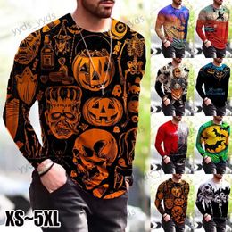 Men's T-Shirts 2023 Halloween Men's Long sleeved T-shirts Autumn and Winter New Loose Size 3D Digital Printing Tops Street Designer Clothing T231122