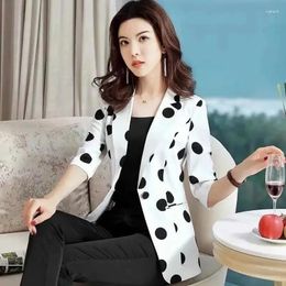 Women's Suits Thin Women Blazer Korean Three-quarter Sleeve Slim Jacket Striped Short Suit Coat Ladies Outwear