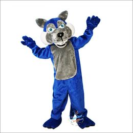 2024 Professional Blue Wolf Wolfish Cartoon Mascot Costume Walking Cartoon Anime Earth Performance Clothing Earth Props Clothing