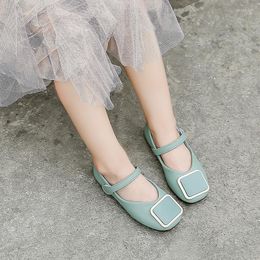 Flat Shoes Girls Pu Leather Mary Janes Princess Square Buckle Anti-Slippery Baby Kids Children Single Toddlers 1-6y