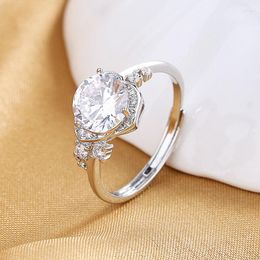 Cluster Rings S925 Sterling Silver Ring Fine Flower Zircon Open For Women Fashion Charm Engagement Wedding Gift Jewelry