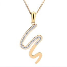 Pendant Necklaces Stylish Design Gold Colour Stainless Steel Austrian Crystal Luxury Geometric & Pendants Jewellery For Women