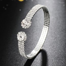 Bangle Full Crystal Energy Sport Tennis Stretch Stainless Steel Bracelets For Couple Hand Wrist Jewellery B278