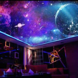 Fantasy colorful galaxy starry nebula room ceiling painting Ceiling Background Wallpaper 3D Mural1963