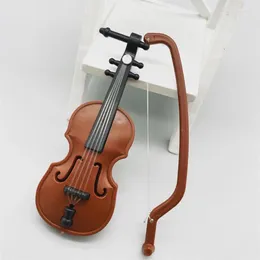 Decorative Figurines 1pcs Mini Violins Ornament Miniature Model With Stand Case Dollhouse For Home Office Desktop Decoration