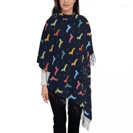 Ethnic Clothing Womens Tassel Scarf Sausage Dog Long Super Soft Shawl And Wrap Dachshund Wiener Doxie Daily Wear Pashmina Scarves