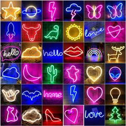 LED Neon Night Light Art Sign Wall Room Home Party Bar Cabaret Wedding Decoration Christmas Gift Wall Hanging Fixtures Wallpaper I3414
