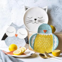 Plates Cute Pet Cartoon Animal Plate Creative Breakfast Dessert Cake Household Beautiful Kitchen Tableware Salad Snack