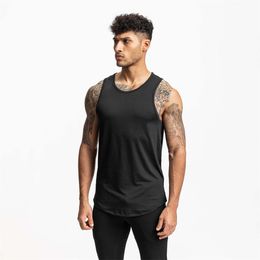 Men's Tank Tops Black Quick Dry Men Gym Fitness Bodybuilding Workout Sleeveless Shirt Male Summer Casual Stringer Singlet Solid Vest 230422