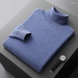 Men's Sweaters 2023 Fall/Winter Wool Pullover High Neck Cashmere Sweater Thick Warm Loose Solid Color Top Mens Clothing