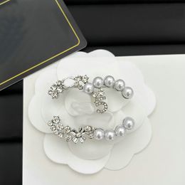 Designer Brand Doub Letter Pearls Crystal Brooches Fashion Jewellery Unisex Decoration Accessoriesy High Quality