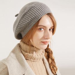 Berets 2023 Fashion French Soft Knitted Beret Women Autumn Winter Female Solid Korean Knit Version Painter Hat Wholesale