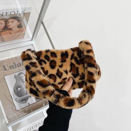 Evening Bags Fashion Women's Denim Printing Mini Shoulder Bag Women's Winter Plush Underwear Bag Leopard Zebra Pattern Fluffy Handbag Small Wallet 231122