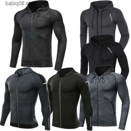 Gym Clothing Men Brand Hoodies Gym Sport Running Training Fitness Bodybuilding Sweatshirt Outdoor Sportswear Male Hooded Jacket Outerwear MMA T230422