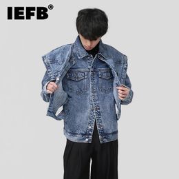 Men's Jackets IEFB Two Piece Stacked Denim Coat Jacket Trend Men's Hip Hop Male Personality Clothing Vintage Outerwear Autumn 9C2432 231121